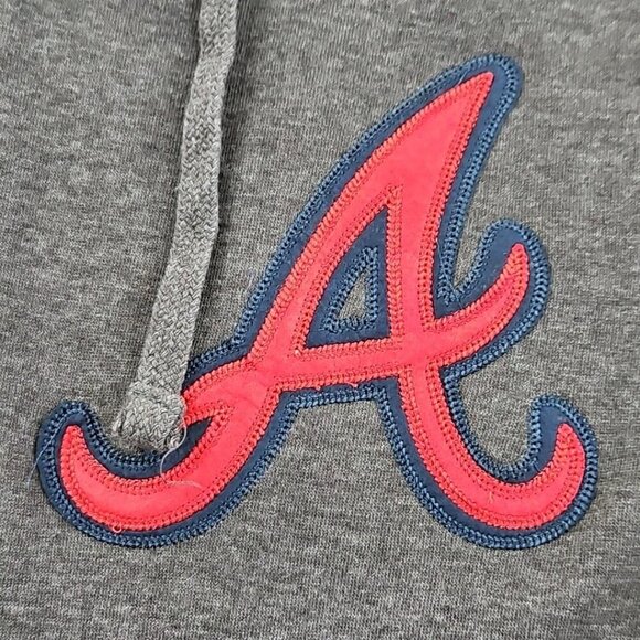 NWT Stitches Atlanta Braves MLB Men's X-Large V-Neck Hooded Grey Sweatshirt NEW - Picture 6 of 15